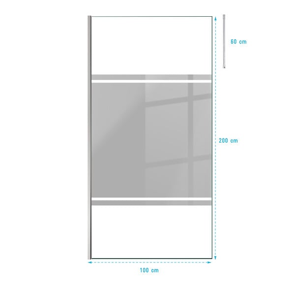 AURLANE - Paroi de Douche 100x200cm Miroir - Profilé + Barre Plafond Finition Chrome - FREEDOM 2 MIRROR - large