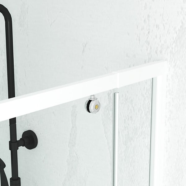 AURLANE - Porte de douche pivotante ajustable de 78 à 90cm en Alu. Blanc et verre transparent - WHITY PIVOT - large