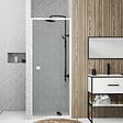 AURLANE - Porte de douche pivotante ajustable de 78 à 90cm en Alu. Blanc et verre transparent - WHITY PIVOT - vignette