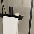 AURLANE - Paroi de Douche Noir Mat 90x200cm - Porte-serviette et étagère - DARK CONTOURING SHELF - vignette