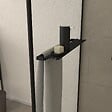 AURLANE - Paroi de Douche Noir Mat 90x200cm - Porte-serviette et étagère - DARK CONTOURING SHELF - vignette