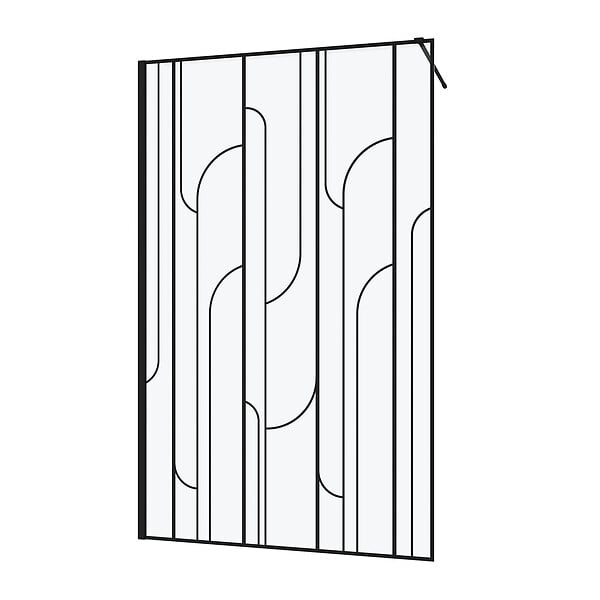 AURLANE - Paroi de douche à l'italienne 120x195cm Sérigraphie Art Déco Arrondie - Noir Mat - GATSBY - large