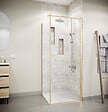 AURLANE - Porte de Douche Pivotante 90x180cm et Retour 80cm - Profil Or Brosse - Verre 5mm - GOLD ELEMENTARY - vignette