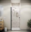 AURLANE - Porte de Douche Pivotante 90x195cm - Verre Trempe 8mm Anticalcaire - Alu Noir - DARK ELEMENTARY - vignette