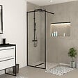 AURLANE - Paroi de Douche 80x200 cm - Cadre et Bras Aluminium NOIR MAT - DARK CONTOURING - vignette