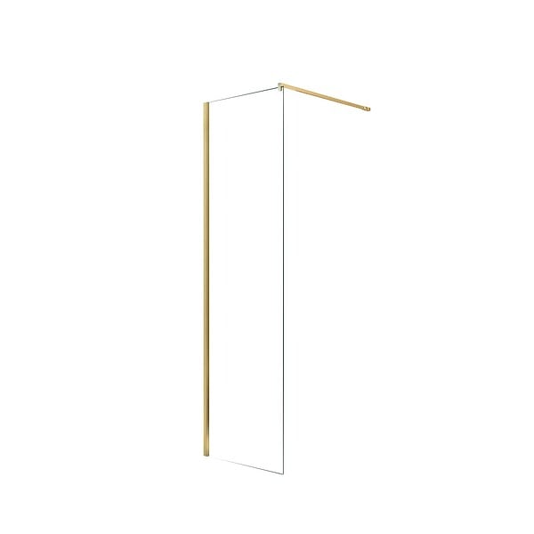 AURLANE - Paroi de Douche 60x195 cm en Verre Trempé 5 mm - Finition Or Brossé - GOLD ELEMENTARY - large