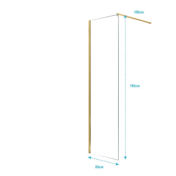 AURLANE - Paroi de Douche 60x195 cm en Verre Trempé 5 mm - Finition Or Brossé - GOLD ELEMENTARY - large