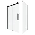 AURLANE - Porte de douche coulissante 120x200 cm noir mat - rail soft close + RETOUR 90 cm - vignette