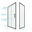 AURLANE - Porte de douche + Retour 120x80x200 cm - Verre 6 mm - Profilé Noir - CRUSH - vignette