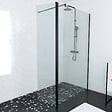 AURLANE - Paroi de Douche et Volet Pivotant 120+40x200 cm - Verre Transparent - Barre de Fixation Noire - vignette