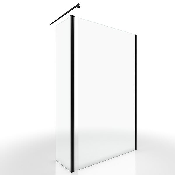 AURLANE - Paroi de Douche et Volet Pivotant 120+40x200 cm - Verre Transparent - Barre de Fixation Noire - large