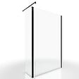 AURLANE - Paroi de Douche et Volet Pivotant 120+40x200 cm - Verre Transparent - Barre de Fixation Noire - vignette
