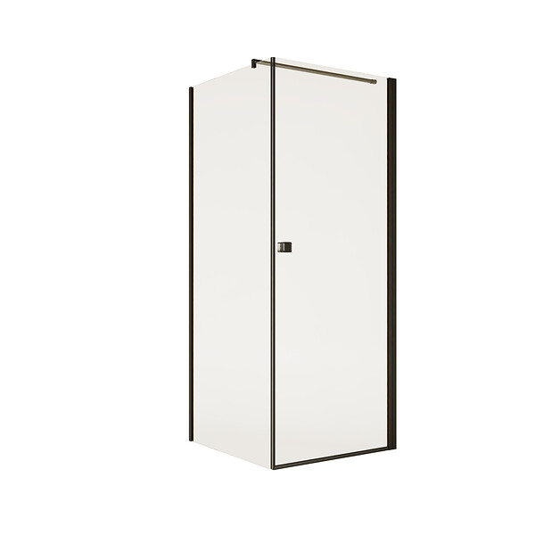 AURLANE - Porte de Douche Pivotante 80x195cm et Retour 80cm - Verre 8mm Anticalcaire - Profil Noir - large