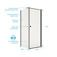 AURLANE - Porte de Douche Pivotante 80x195cm et Retour 80cm - Verre 8mm Anticalcaire - Profil Noir - vignette