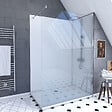 AURLANE - Pack douche à l'Italienne 90x120 - Kit Panneaux muraux Blanc/Chrome + receveur + Paroi 6 mm - vignette