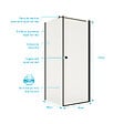 AURLANE - Porte de Douche Pivotante 90x195cm et Retour 80cm - Verre 8mm Anticalcaire - Profil Noir - vignette