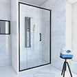 AURLANE - PACK PAROI PORTE DE DOUCHE + RECEVEUR A POSER - 120x80 COULISSANTE -CRUSH MOON 120x80 - vignette