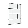 AURLANE - Paroi de douche a l'italienne serigraphie type Briques - 140x195cm - Profile noir mat - verre 5mm - vignette