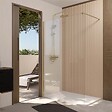 AURLANE - Paroi de Douche 140x195 cm en Verre Trempé 5 mm - Finition Or Brossé - GOLD ELEMENTARY - vignette