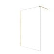 AURLANE - Paroi de Douche 140x195 cm en Verre Trempé 5 mm - Finition Or Brossé - GOLD ELEMENTARY - vignette