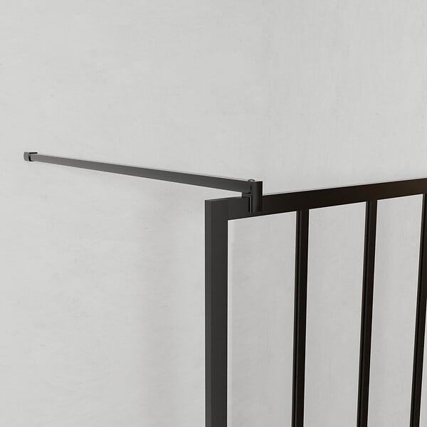 AURLANE - Paroi de douche 120x200 cm type Verriere - Verre trempe et Structure aluminium noir mat - large