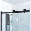 AURLANE - Porte de douche coulissante 140x200 cm noir mat - rail soft close + RETOUR 90 cm - vignette
