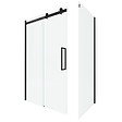 AURLANE - Porte de douche coulissante 140x200 cm noir mat - rail soft close + RETOUR 90 cm - vignette