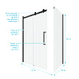 AURLANE - Porte de douche coulissante 140x200 cm noir mat - rail soft close + RETOUR 90 cm - vignette