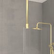 AURLANE - Paroi de Douche 140x200cm Verre 8mm - Profilé + Barre Plafond Finition Or Brossé - FREEDOM 2 GOLD - vignette