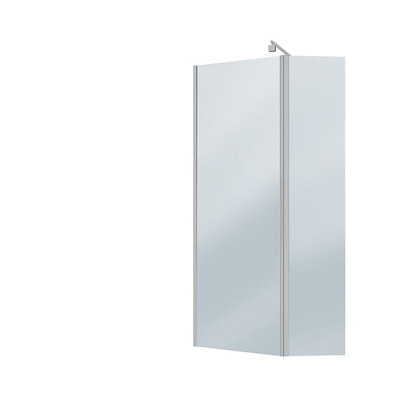 AURLANE - Paroi de Douche et Volet Pivotant 90+40x200cm - Verre Fumé + Barre Fixation Chrome - large