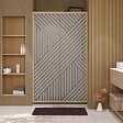 AURLANE - Porte de douche 120 coulissante HINATA - style Japandi géométrique - Cadre effet Bois - Verre 6mm - vignette