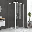 AURLANE - Pack porte de douche Coulissante blanc 100X185 cm + paroi de retour 80cm + receveur à poser - WHITY - vignette