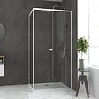 AURLANE - Pack porte de douche Coulissante blanc 100X185 cm + paroi de retour 80cm + receveur à poser - WHITY - vignette