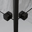 AURLANE - Portes de Douche en Angle 80x80x190 cm - Motifs carrés - Profilés Noir Mat - BLACK CUBE - vignette