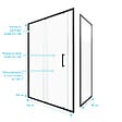 AURLANE - Porte de douche + Retour 140x80x200 cm - Verre 6 mm - Profilé Noir - CRUSH - vignette