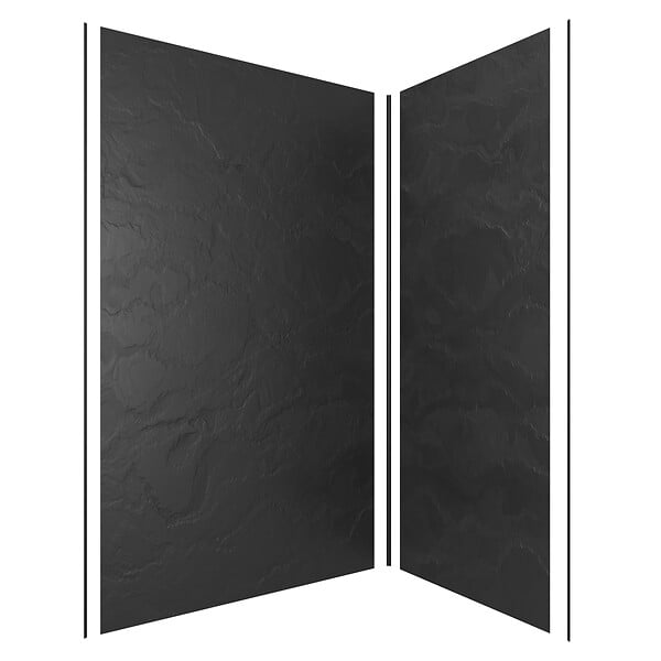 AURLANE - Pack de 2 Panneaux Muraux Pierre Ardoise 90+120x210 cm avec Profilés NOIR MAT - STONE'IT - large