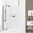 AURLANE - Paroi de Douche 140x200cm Verre Transparent - Profilé + Barre Plafond Noire - FREEDOM 2 BLACK - vignette