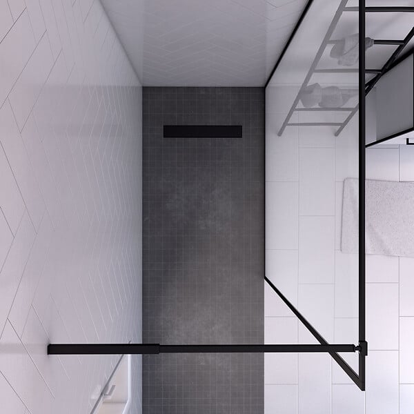 AURLANE - Paroi de Douche 140x200 cm - Cadre et Bras Aluminium NOIR MAT - DARK CONTOURING - large