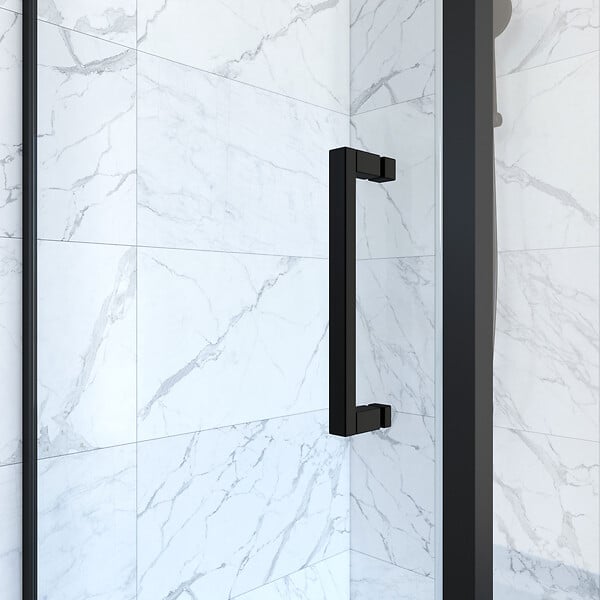 AURLANE - Porte de douche Pivotante et retour 80x80x200 - Profilés noir mat - CRUSH PIVOTANTE - large