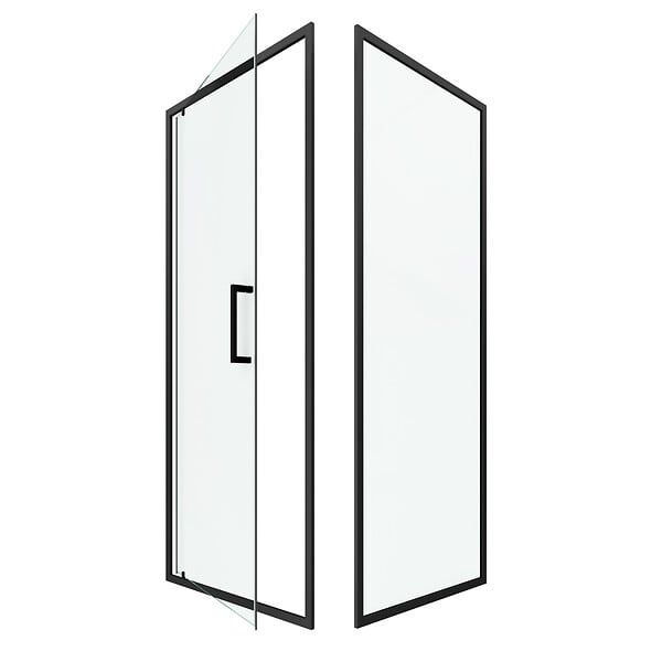 AURLANE - Porte de douche Pivotante et retour 80x80x200 - Profilés noir mat - CRUSH PIVOTANTE - large