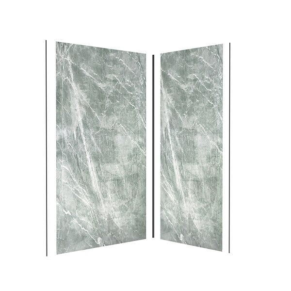 AURLANE - Pack de 2 Panneaux Muraux Pierre Artic Green 90+120x210 cm avec Profilés NOIR MAT - STONE'IT - large