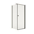AURLANE - Porte de Douche Pivotante 70x180cm et Retour 80cm - Profil Noir - Verre 5mm - DARK ELEMENTARY - vignette