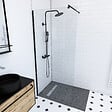 AURLANE - Paroi de Douche 80x200cm Verre Transparent - Barre de Fixation Extensible et Profil Noir - vignette