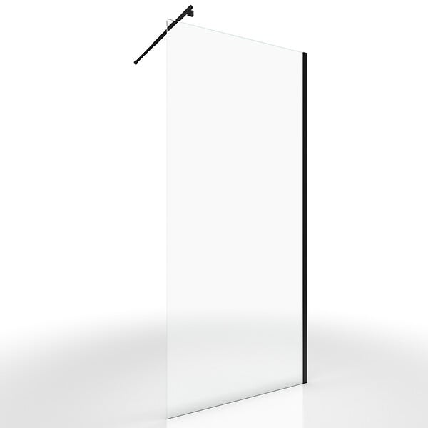 AURLANE - Paroi de Douche 80x200cm Verre Transparent - Barre de Fixation Extensible et Profil Noir - large