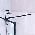 AURLANE - Paroi de Douche 120 cm Sérigraphie Noire et Receveur Blanc 80x120 + Colonne de Douche Thermostatique - vignette