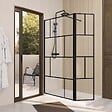 AURLANE - Paroi de Douche avec Volet Pivotant 120+40x195cm - Verre 8mm Anticalcaire - Motifs et Profilés Noir - vignette