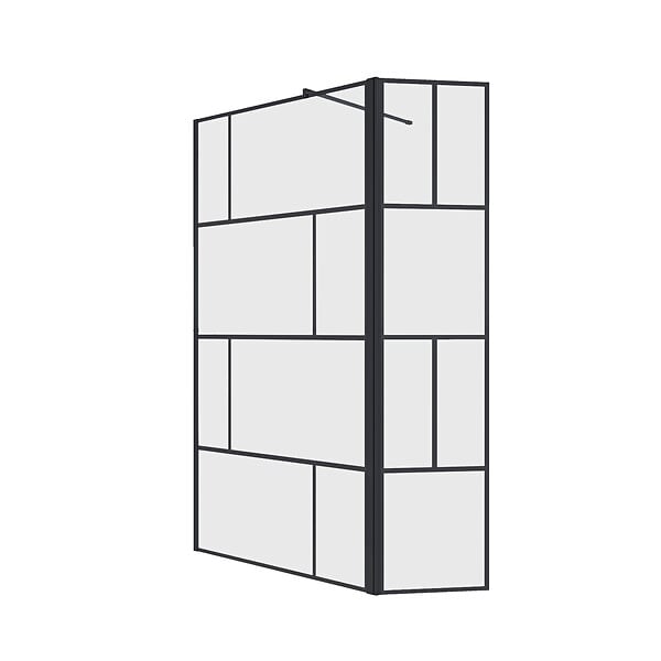 AURLANE - Paroi de Douche avec Volet Pivotant 120+40x195cm - Verre 8mm Anticalcaire - Motifs et Profilés Noir - large
