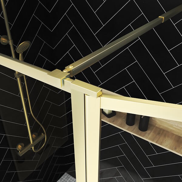 AURLANE - Paroi de Douche avec Volet Pivotant 100+40x200 cm - Finition Or Doré Brossé - GOLDY CONTOURING - large