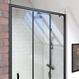 AURLANE - Porte de douche pivotante type industriel - 80x200cm - PROFILE NOIR MAT - verre 6mm - vignette