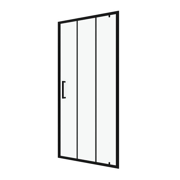 AURLANE - Porte de douche pivotante type industriel - 80x200cm - PROFILE NOIR MAT - verre 6mm - large